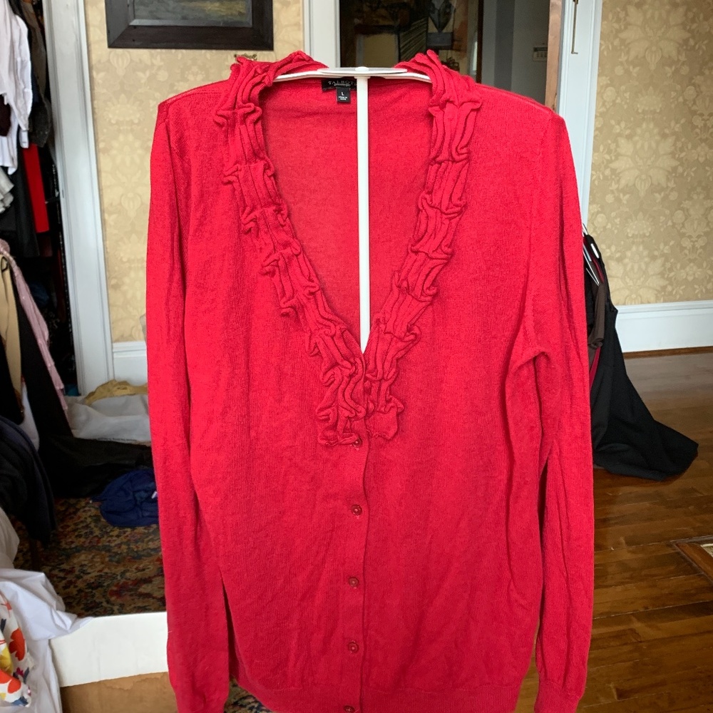 Talbots cotton/wool/poly ruffle neck sweater. Worn once